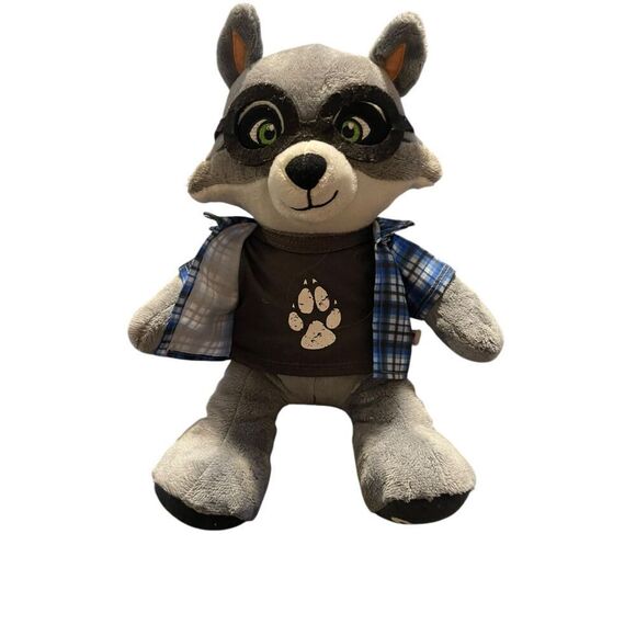 Build-A-Bear Workshop Kids Grey Blue Oliver Raccoon Plush Toy - Picture 1 of 9